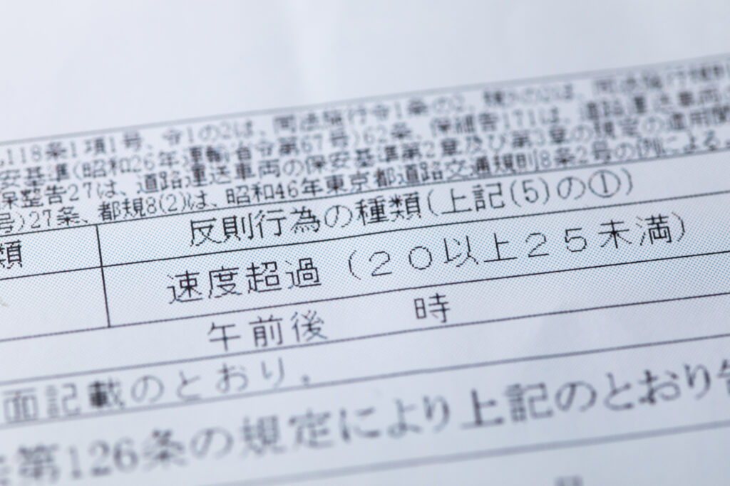 違反点数の加算と、それによる免許停止